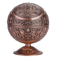thumbnail image 1 of Vintage Metal Handcrafted Ashtray with Round Ball and Stamped Pattern, Gift Decoration (Red Bronze), 1 of 2