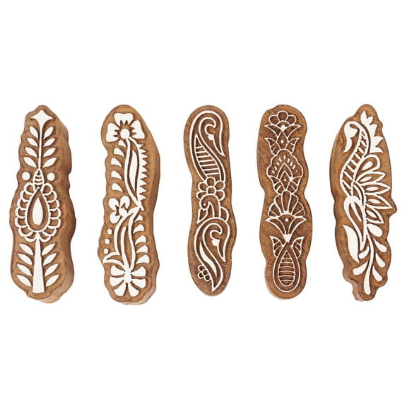 IBA Indianbeautifulart TextilePrintingBlockBorder MotifsHand CarvedWoodenStampWoodBlockPrintingTextile Stamps For Fabric/ PotteryBlocks-3 Inches