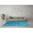thumbnail image 3 of Ahgly Company Indoor Square Oriental Light Blue Industrial Area Rugs, 4' Square, 3 of 4