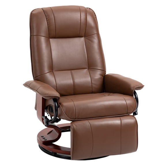 Air Leather Recliner Chair, Swivel Lounge Chair with Footrest, Brown