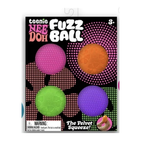 NeeDoh Teenie Fuzz Ball, 4 pack , mini stress reliever balls, trending great for gifts