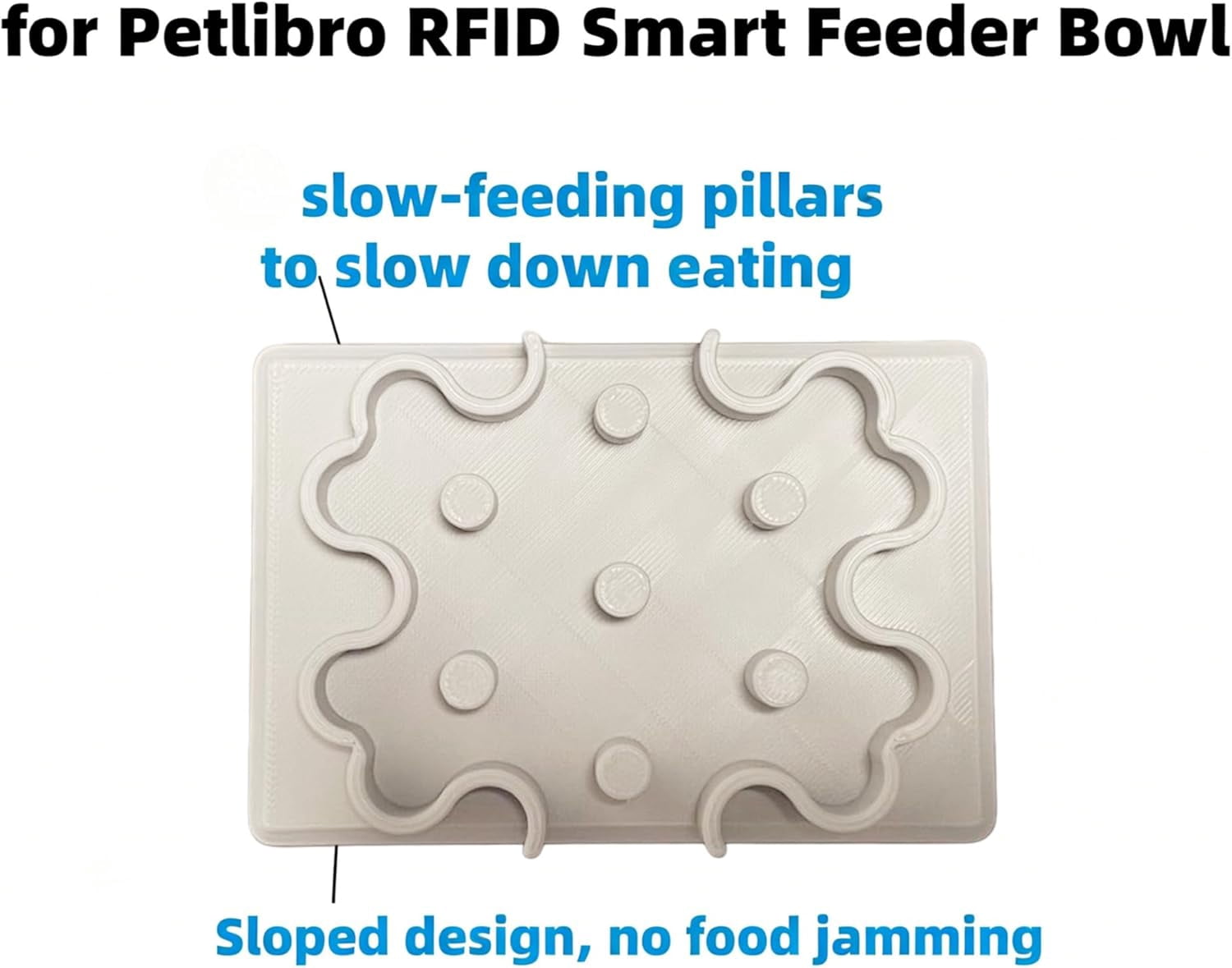 Slow Feeder Bowl Insert, Silicone, 7-Pillar Anti-Choke, for RFID Smart Feeder, Cats Dogs