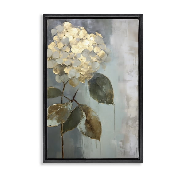 Stupell Industries Traditional Distressed Hydrangea Bloom Black Floating Frame Canvas Art, 17 x 25, by Petals Prints Design