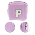 thumbnail image 4 of Unique Bargains 1 Pc Letter P Pattern Makeup Bag for Travel Pink Purple Corduroy, 4 of 6