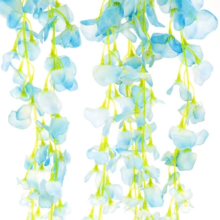 Blue Passion Vine - Best Choice Products 12-Pack 3.6ft Artificial Silk Wisteria Vine Hanging Flower Rattan Decor for Weddings, Home - Blue