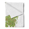 thumbnail image 2 of Floral World Map Soft Flannel Fleece Throw Blanket, Mandala Inspired Round on Green Color Inspiration, Cozy Plush for Indoor and Outdoor Use, 70" x 90", Lime Green, by Ambesonne, 2 of 5
