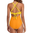 thumbnail image 2 of Women's One Piece Swimsuits Tummy Control Cutout High Waisted Bathing Suit Wrap Tie Back 1 Piece Swimsuit, 2 of 8