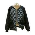 thumbnail image 2 of Njoeus Women's Casual Bomber Jacket Diamond Quilted Long Sleeve Zip Up Jackets Outerwear Warm Fleeces Winter Coat with Pockets M-3XL, 2 of 9