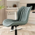 thumbnail image 3 of YOUNIKE Armless Office Chair, Faux Leather Desk Chair with Wheels, Upholstered Task Chair, High Back Swivel Rolling Chair, Height Adjustable, Grayish Green, 3 of 14