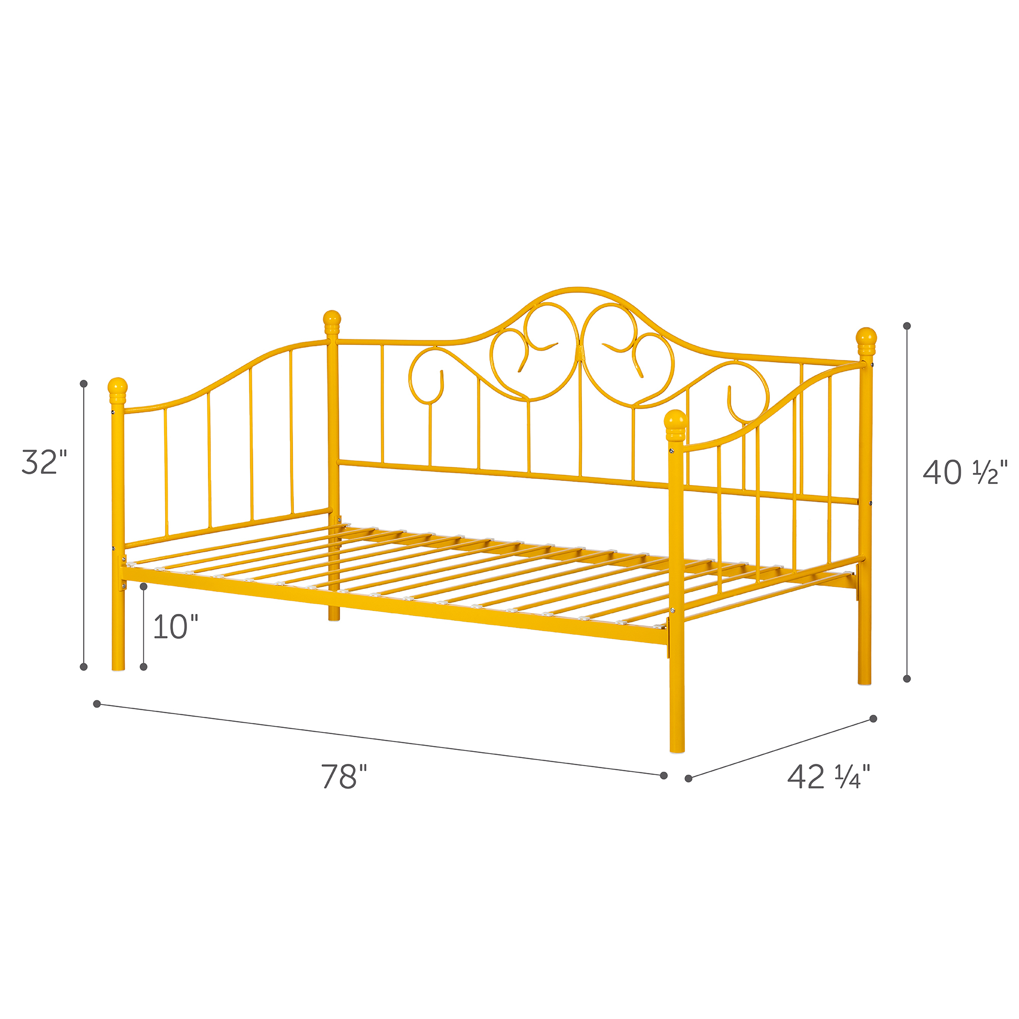 South Shore Balka Metal Twin Daybed with Metal Slats, Yellow - image 5 of 11