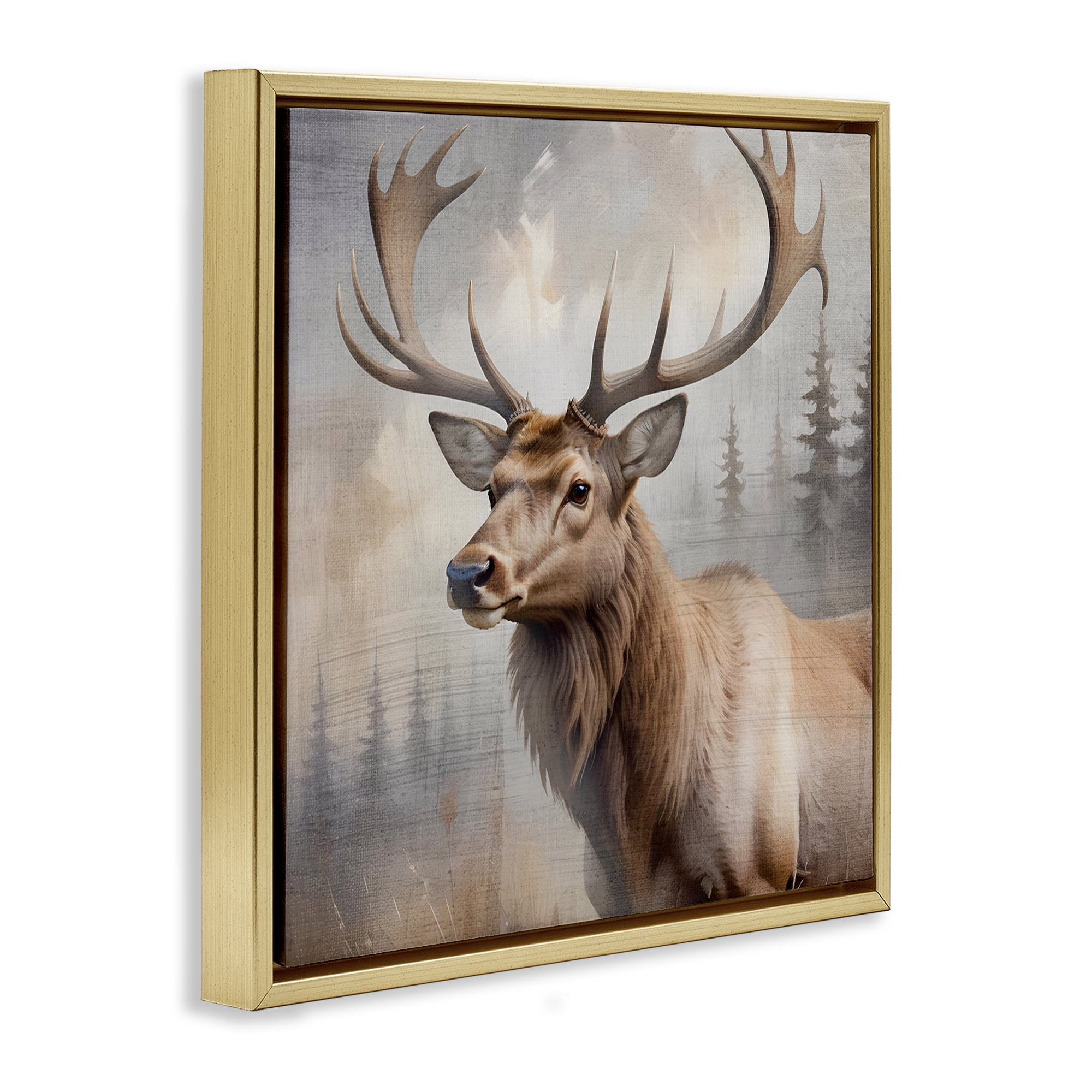 Stupell Industries Graceful Forest Stag Gold Framed Floater Canvas Wall Art, design by Susan Arnot