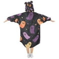 thumbnail image 2 of FORMRS Wearable Blanket Hoodie with Sleeves for Kids Cozy Flannel Sweatshirt, Halloween Purple Ghosts, 2 of 7