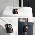 thumbnail image 6 of Cartoon Owl Square PU Leather Luggage Tags, 2 Pack, with Privacy Cover and Stainless Steel Ring - Suitable for Travel, Backpack, Handbag - Bag Tags, Handbag Tags, 6 of 7