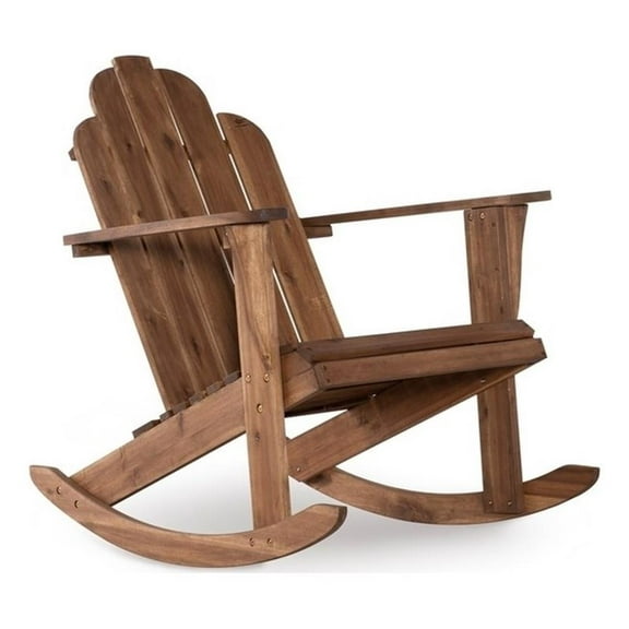 Riverbay Furniture Traditional Wood Outdoor Rocking Chair in Brown