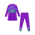 thumbnail image 4 of Yeahdor Kids Girls Modest Burkini Swimsuit Long Sleeve Full Cover Swim Top Leggings ​Conservative Bathing Suit Purple 12, 4 of 7