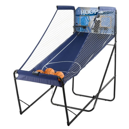 Hathaway Hoops Dual Basketball Arcade Game with Electronic Digital Scoring and Timer, Easy Folding for Storage, 7 Balls and 2 Nets