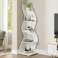thumbnail image 4 of Corner Shelf, Modern Wall Corner Bookshelf, Stylish Corner Small Bookcase Storage Rack Plant Stand with Unique Shape for Living Room, Home Office (, PC), 4 of 9
