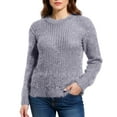 thumbnail image 2 of Women's Winter Mohair Candy Color Long Sleeves O-Neck Knit Top Sweater for Fall and Winter, Soft and Colorful, Great for Casual Wear,Gray,Size M, 2 of 6