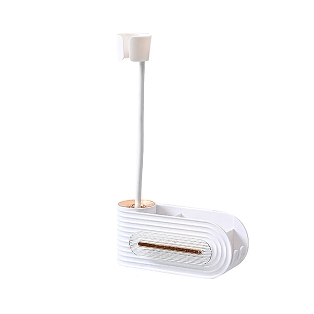 Yuarrent Soporte para secador de pelo, estante de almacenamiento de soplador sin perforaciones montado en la pared de plástico, soporte organizador Almacenamiento y organización del hogar Blanco Yuarrent HA064413-01