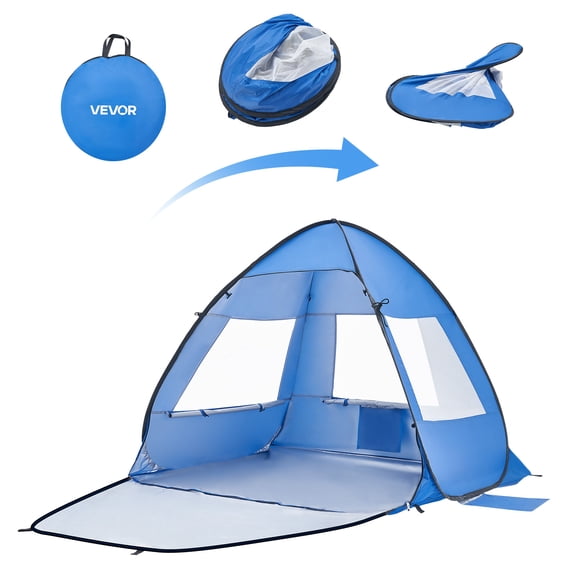 VEVOR Beach Tent Sun Shelter for 2 Person, UPF 50  Protection, Portable Sun Shade Canopy with Carrying Bag & Sand Pockets, Lightweight and Easy Setup Beach Umbrella for Camping Fishing Outdoor Picnic