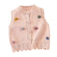 thumbnail image 3 of AUDeals Girls Ruffle Trim Knit Sweater Vest - Round Neck Sleeveless Button Front Cardigan for Kids Casual Layering Wear, 3 of 6