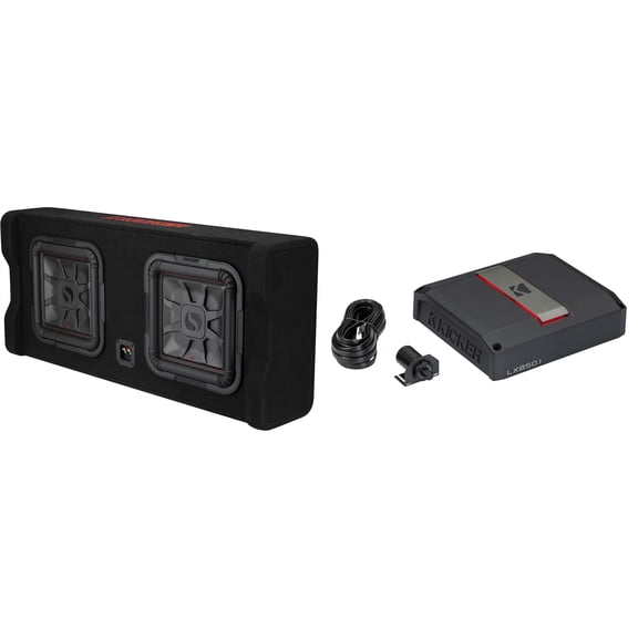 Kicker 49DL7TDF122 Dual Down Firing L7 Thin 12" Enclosure with LX8501 Mono Amplifier Bundle