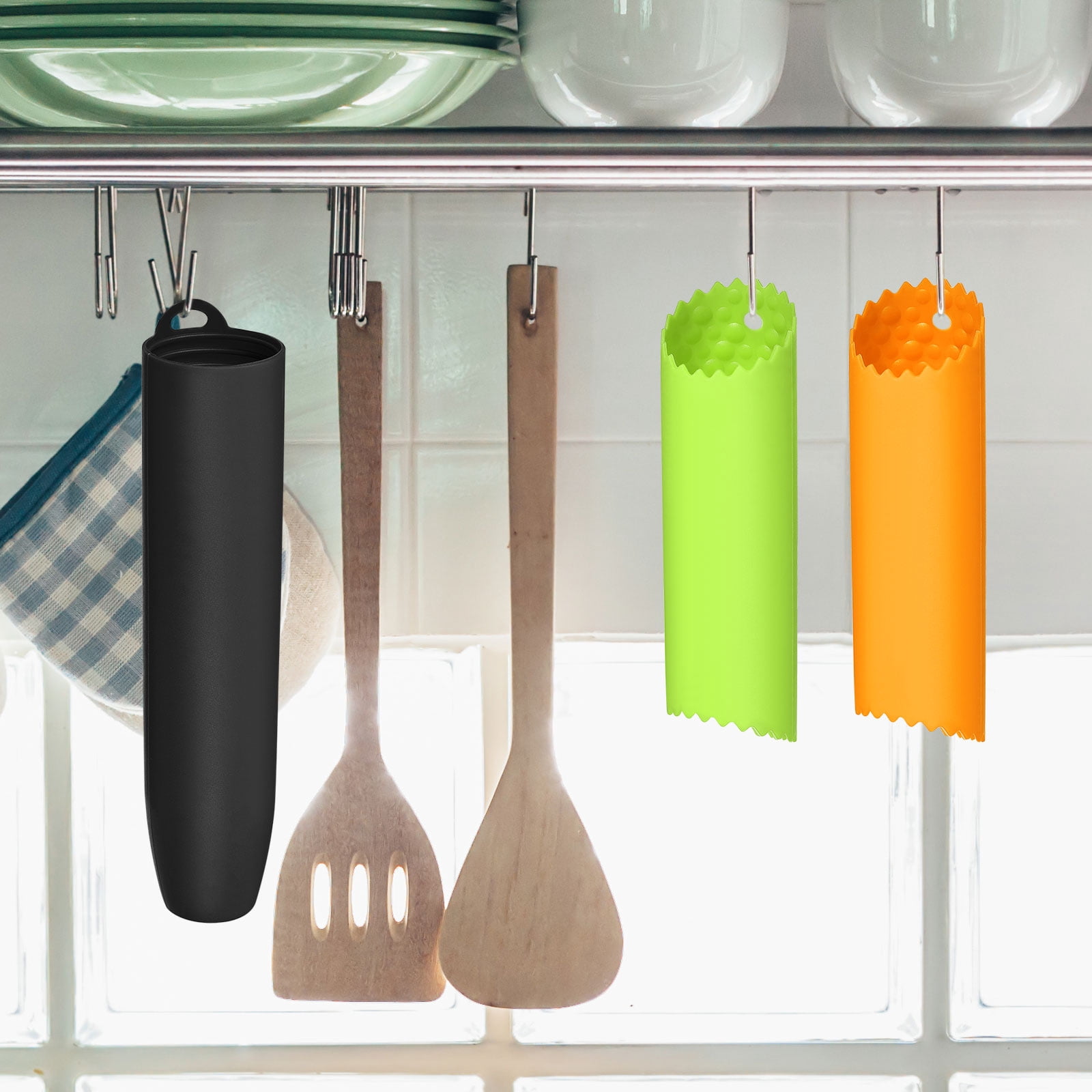 Unique Bargains Garlic Peeler Skin Remover Roller Keeper Orange/Green