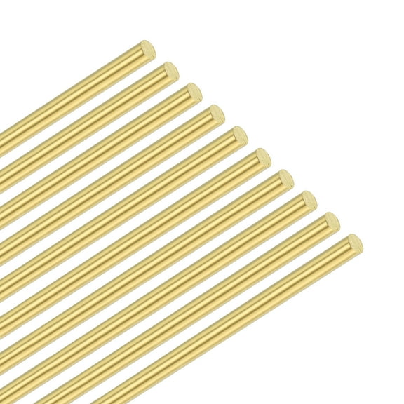 Uxcell 10-Pack Brass Rod, 2mmx200mm H65 Solid Brass Round Rods for Knife Handle Pins Material Knife Making Supplies