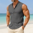 thumbnail image 7 of YFNNUP Men's Muscle Tank Tops Henley Workout Sleeveless Tshirt Slim Fit Button Up Athletic Shirt Casual Summer Comfy Textured Tanks Top Gray XXXL, 7 of 7