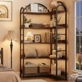 thumbnail image 3 of 5 Tier L Shaped Bookshelf with Storage, Industrial Tall Plant Stand,Corner Book Shelf with Metal Frame, Etagere Shelf Corner Display Rack for Living Room Bedroom, 3 of 5