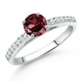 thumbnail image 2 of 10K White Gold Red Rhodolite Garnet and White Lab Grown Diamond Wedding Engagement Solitaire Anniversary Ring (0.78 Cttw, Round 5MM, Gemstone January Birthstone, Available in Size 5, 6, 7, 8, 9), 2 of 4