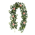 thumbnail image 2 of Centro de mesa con enredaderas de hojas verdes artificiales, guirnalda de eucalipto con flores 195cm rosa, 2 of 9
