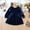 Blue, variant on HOMADLES Girls Long Sleeve Dress Bow Crewneck Fleece Lined Clothing for Girls Warm Comfortable Soft Dress Blue 9 Months