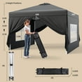 thumbnail image 5 of Asofer Black 10'x10' Pop up Canopy Tent with 4 Removable Sidewalls, Outdoor Camping Party Canopy Gazebo Tent Patio Beach, 5 of 10