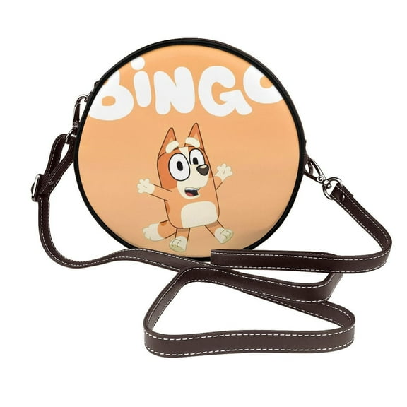 Kowoue Bluey Pattern Leather Crossbody Bags for Women Trendy Circle Cross Body Shoulder Bag Circle Purse Shoulder Bag