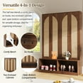 thumbnail image 3 of 79" Hall Tree with Bench and Shoe Storage, 4-in-1 Hall Tree with Coat Rack, 4 Rattan Doors, 6 Hooks, 2 Cabinets, Adjustable Shelf, for Hallway, Entryway, Walnut, 3 of 8