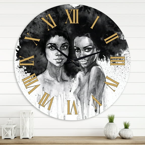 Designart 'Portrait Of African American Woman Xi' Modern Wall Clock