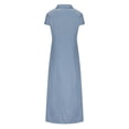 thumbnail image 4 of QUYUON Denim Maxi Shirt Dresses for Women Summer Short Sleeve Button Tab Collar Jean Shirts Long Dress with Pockets Side Split A-Line Loose Casual Blouse Denim Dress, Blue XL, 4 of 5