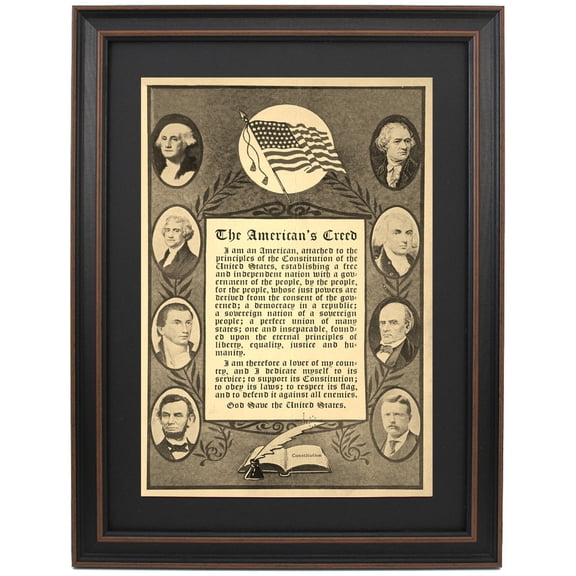 Framed The American's Creed by William Tyler Page. Replica Historical Prints by Patriot Gear Company