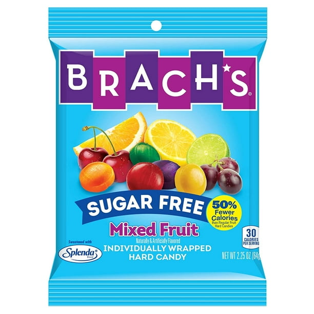 Brachs Sugar Free Mixed Fruit Hard Candy, Individually Wrapped, 3.5 Ounce Per Bag, Pack Of 12