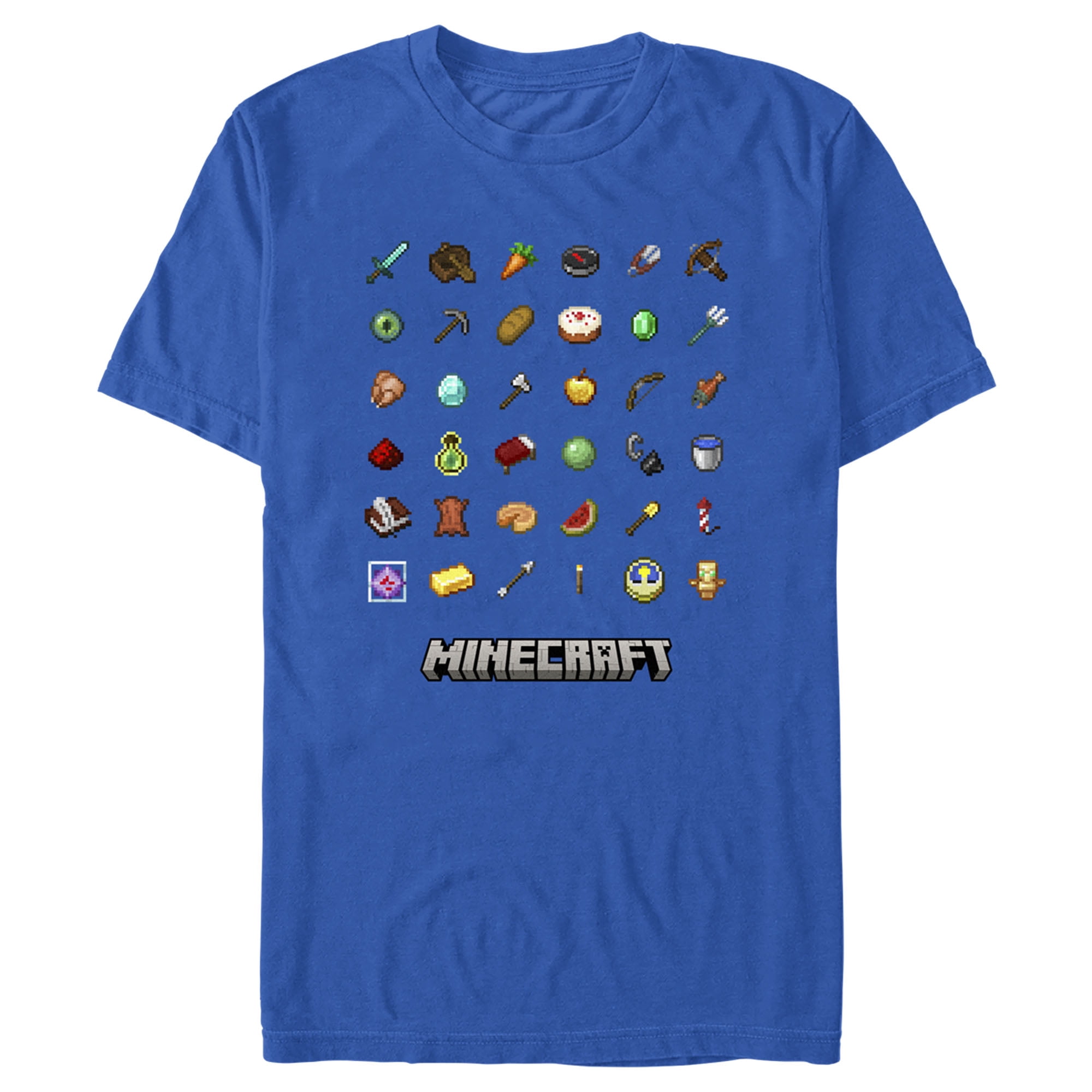 Men's Minecraft Item Collection Graphic Tee Royal Blue Small