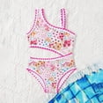 thumbnail image 2 of Zylarhe Girls Swimsuit Girls Hollow Out Floral Print Swimsuit With Seashell Embroidery Beach Swimwear For Toddler And Kid Hot Pink 7-8 Years, 2 of 4