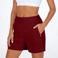 thumbnail image 4 of Cutuoiiu Casual Womens Fashion Athletic Shorts Solid Color Elastic Waist with Zipper Pockets and Liner for Workout Gifts, 4 of 9