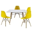 thumbnail image 1 of Comedor Oslo Rectangular Blanco para 4 Personas Sillas Oslo Amarillas, 1 of 7