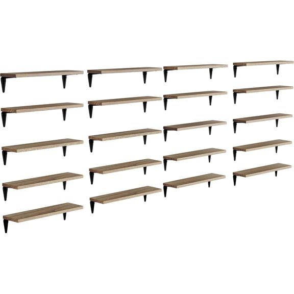 Wallniture Arras 17"x4.5" Floating Shelves for Wall, Shelf for Home Storage and Decoration, Small Shelf for Bathroom, Wall Bookshelf, Pantry & Kitchen Shelving, Living Room Shelves, Set of 20
