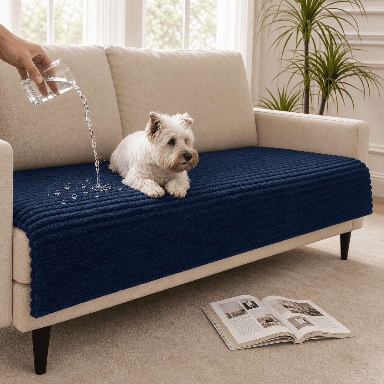 Pet Sofa & Chair Protector Navy Blue 33 x 75 1 Pack