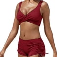 thumbnail image 2 of Neinkie Women Two Piece Swimsuit Athletic Bathing Suits for Women Ruffled Tummy Control High Waisted Swimsuits, 2 of 7