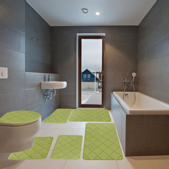 PPgejGEK Foam Bath Mat 6 Set Whole Room Bathroom Rugs for 6 Pcs Toilet Mats Universal Soft Comfortable Water Absorption Non Slip Thick Machine Washable Easy Dry Reduced Price