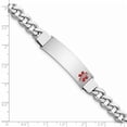 thumbnail image 3 of White Sterling Silver bracelet Medical Curb Red 8 in 10 mm, 3 of 3