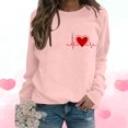 thumbnail image 1 of Qertyioot T-Shirt Graphique pour Femmes de la Saint-Valentin à Manches Longues, Haut à Col Rond Imprimé, Chandail Décontracté, 1 of 6